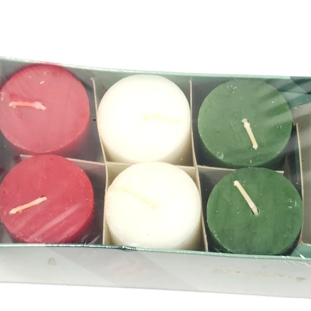 AIRLUME Assorted Votive Candles Set of 6‎ Glass Holder Christmas New Sealed